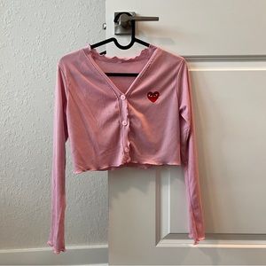 Pink Long sleeve Crop tops